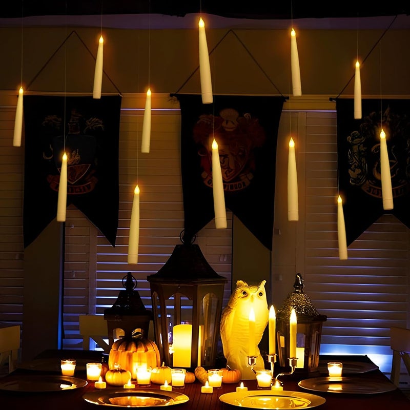 ORIENTAL CHERRY Halloween Decorations - Floating LED Candles with Remote Control -12Pcs Magic Witch Wizard Christmas Decor for Indoor Home Room Classroom Bedroom Birthday Party (with Common Remote) - Image 2